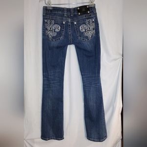 Miss Me Jeans Boot Cut Embellished Fleur de lis Sz26